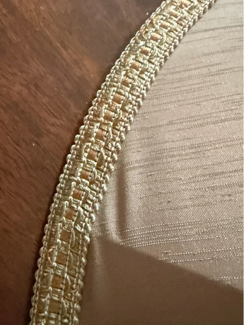 Vintage cloth, lampshade, intricate, braided, gimp, top and bottom